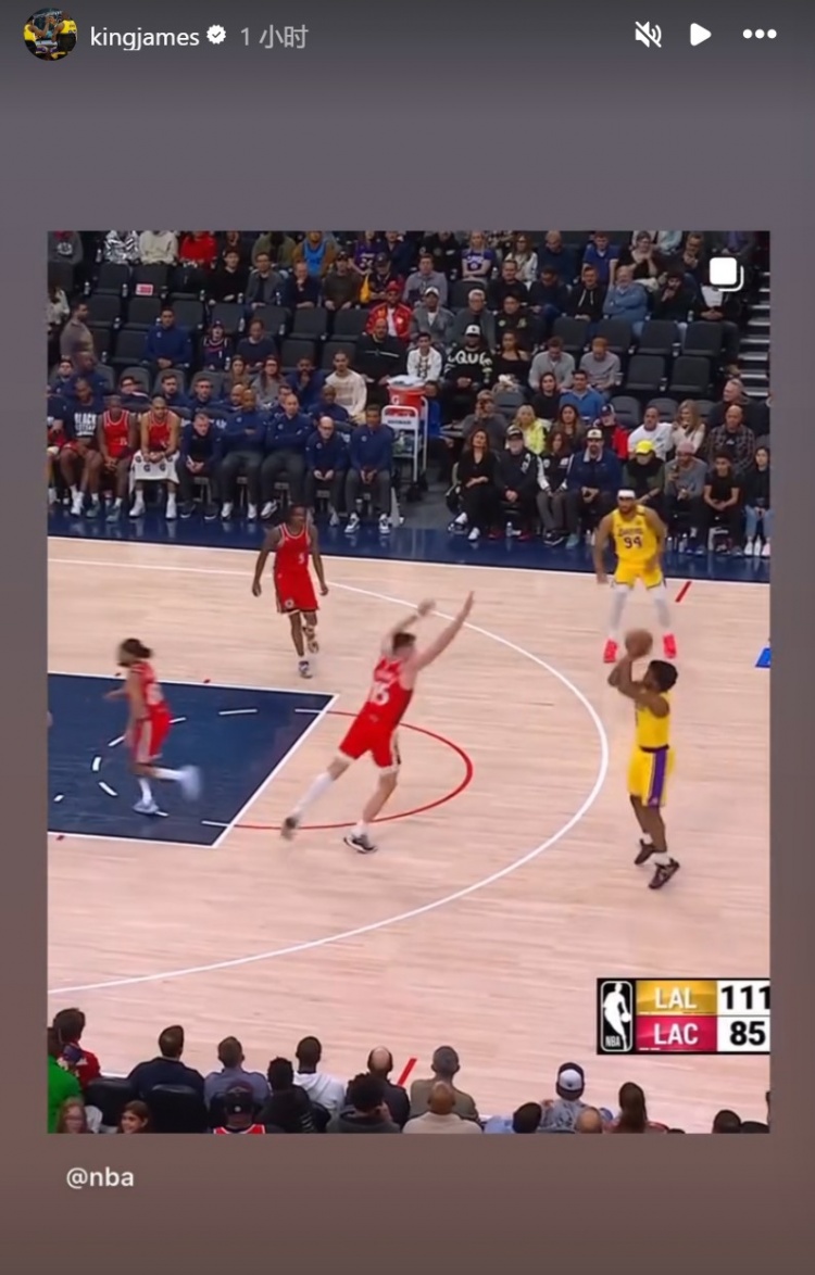 為你驕傲！布朗尼投進NBA生涯首記三分球！詹姆斯賽后轉(zhuǎn)發(fā)