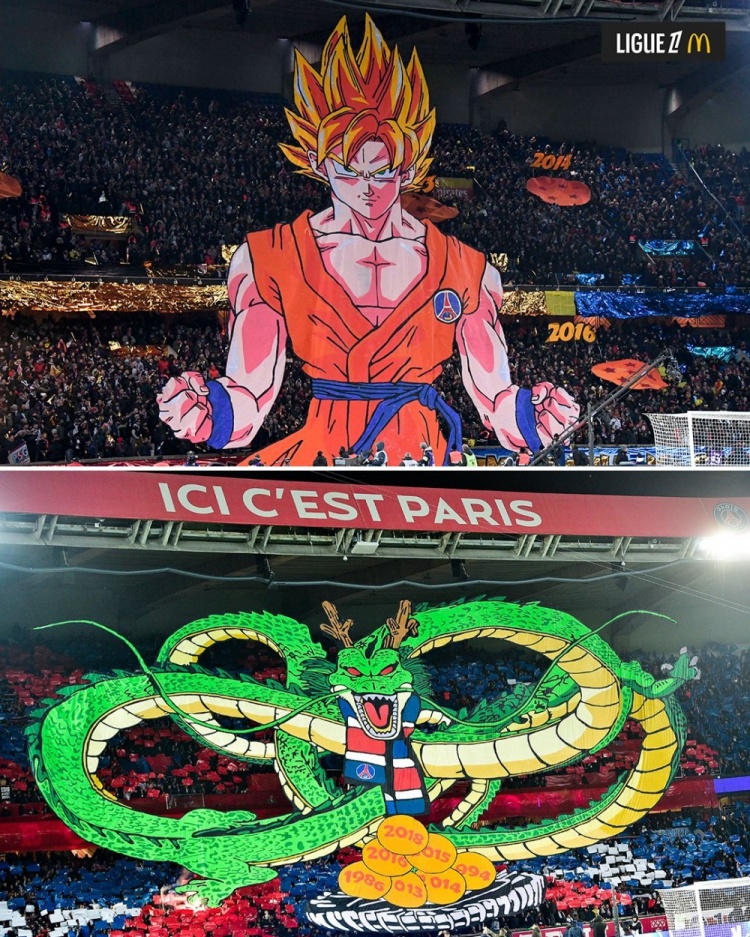  逝世一周年，法甲官推曬昔日巴黎主場(chǎng)龍珠TIFO：鳥山明經(jīng)典永存